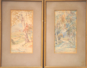 Lot 086 - Charles S Bennett (1869 - 1930) Pair small Gilt Framed Watercolours -