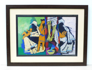 Lot 089 - Framed and signed print by Maqboor Fida Hussain (1913-2013, India) tit