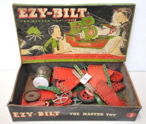 Lot 101 - Vintage Ezy-Bilt Set 8 tin (43cm W) with contents c1950s (completeness
