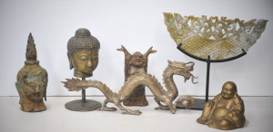 Lot 135 - Group of vintage oriental ornaments inc green stone Warring State styl