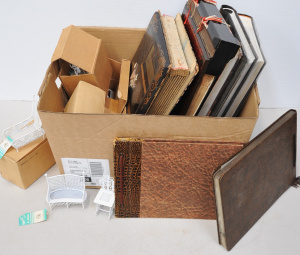 Lot 016 - Box lot vintage inc Photo Albums including Oriental Lacquer - One with