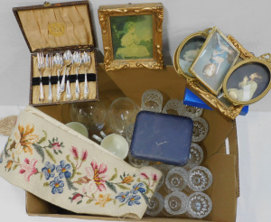 Lot 022 - Mixed Box lot inc Crystal Stemware, EPNS Boxed Teaspoons & Cake Fo
