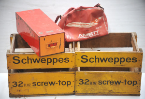 Lot 043 - Mixed group of vintage branded items inc 2 x Schweppes 32 Fl Oz Screw-