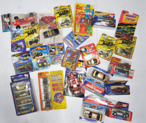 Lot 045 - Boxed and packaged Vintage Kids Toy Vehicles incl Surf Dash Racers, Ro