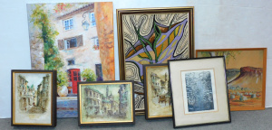 Lot 053 - Group of decorative art works inc oils on canvas, water colours, needl
