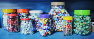Lot 007 - Group Lot Variety of Vintage Assorted Glass Marbles incl Solid, Opal,