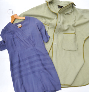 Lot 009 - Group Lot Vintage Ladies Clothing - 1940s Gallivant Navy Dress & G