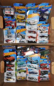 Lot 022 - 2 x Boxes Modern Assorted Carded Hot Wheels Diecast Vehicles incl EV C