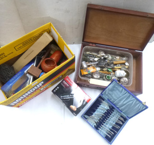 Lot 030 - 2 x Box Lots inc, Sunbeam hand held mixer, Oriental China, EPNS, boxed