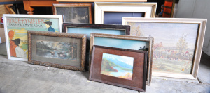 Lot 047 - Group lot - Framed Paintings, prints & Pictures - old Japanese pai