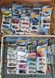 Lot 050 - 2 x Boxes Modern Assorted Carded Hot Wheels Diecast Vehicles incl ultr