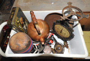 Lot 054 - Box lot - mixed vintage items - old Footscray Football Club Boot decan