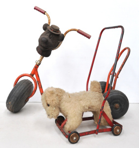 Lot 066 - 2 x Vintage Kids Push Along Bike & Tricycle - one featuring Humphr