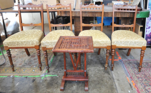 Lot 072 - Set 4 Edwardian chairs & fold up wooden table