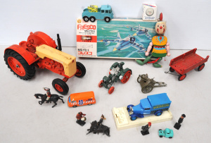 Lot 075 - Group vintage toys inc boxed unmade plastic model kit - 1 72 MiG-17D E