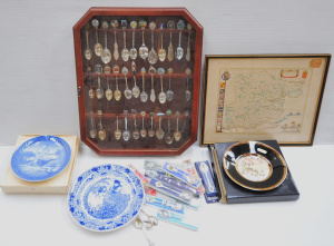 Lot 076 - Mixed Group lot inc Souvenir Display Case & Spoons with 3 silver,
