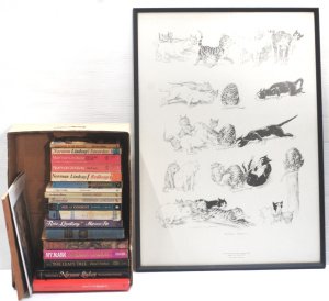 Lot 079 - Vintage Framed Print of Defense Tactics by Norman Lindsay & Box of