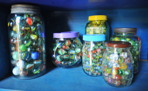 Lot 094 - Group Lot Variety of Vintage Assorted Glass Marbles incl Tombola &
