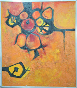 Lot 100 - Artist Unknown (Tanner) Large framed Modernist Textured Oil painting o