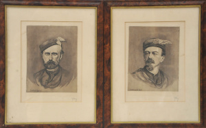Lot 102 - Artist Unknown - Pair Framed Etchings & Aquatints - Portraits of D