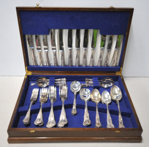 Lot 112 - Cased vintage EPNS Dinner set for 12 in Kings Pattern - Marked EPNS A1