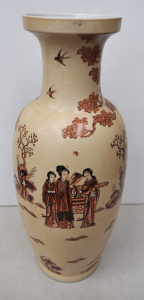 Lot 113 - Large Oriental Ceramic Floor Vase w Hand Painted Decoration throughout