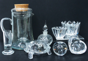 Lot 124 - Group of quality modernist glass inc Dartington vase and lidded scent