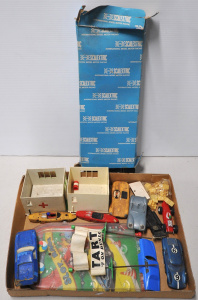 Lot 125 - Box Vintage Mixed Scalextric & Other Kids Toys incl Start & Fi