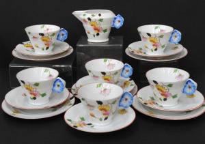 Lot 158 - Part Art Deco Teaset for 6 - Teacups, Saucers & Milk Jug, Cups wi