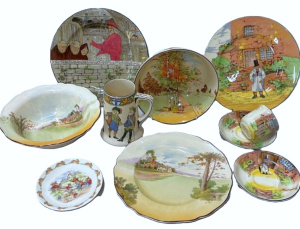 Lot 164 - Grp Doulton series ware incl 1920s Gaffers Cup & 2 saucers sgd Nok