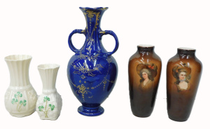 Lot 173 - Group of quality vintage china vases inc pair of Victorian Transfer Pr