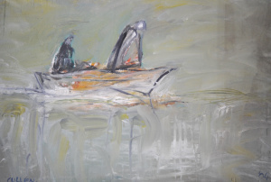 Max Cullen (1940 - ) Large framed Oil Painting - Cloudstreet - signed & date
