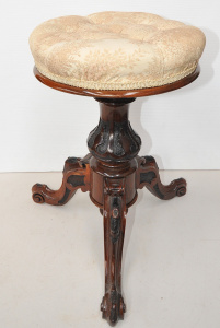 Lot 11 - Victorian mahogany tripodal piano stool with button upholstered cushion