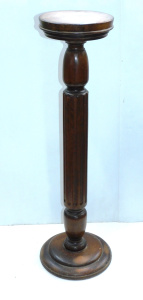 Lot 20 - Vintage blackwood Classical style fluted round topped pedestal - 97cm H