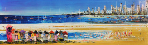 Lot 26 - Artist Unknown (M- Jal) Large stretched Oil Painting on Canvas - Beach