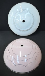 Lot 32 - Retro glass ceiling Light Shades - White & Pale Pink
