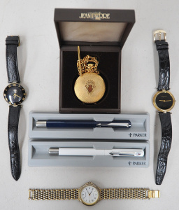 Lot 41 - Group of watches and pens inc 4 x watches inc boxed Jean Pierre gilt fo