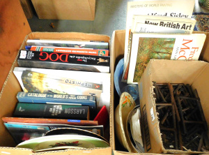 Lot 43 - Mixed lot of 2 boxes inc vintage ceramics, books inc art and other refe