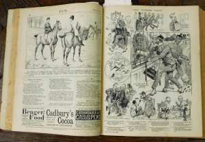 Lot 78 - Antique bound collection of Fun Magazine c1889 (af)
