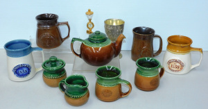 Lot 86 - Group of Bendigo Pottery inc 5 pce tea set, 4 x mugs + Park Lane street