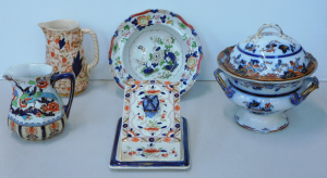 Lot 92 - Group of Victorian Imari coloured porcelain inc Keeling Shanghai patter
