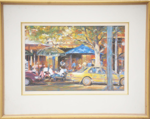 Lot 95 - Artist Unknown Framed Pastel - The Paris End of Collins Street - signed