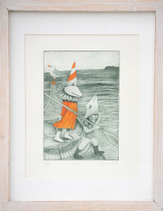Lot 97 - Frances Luke (1987 - ) Framed Hand coloured Etching - The Arrival - sig