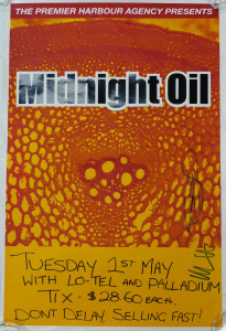 Lot 125 - Original Midnight Oil, supported by Lo-Tel and Palladium gig poster, s