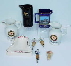 Lot 131 - Group of branded Whisky ceramics inc jugs (Seagram Grand National, Lon