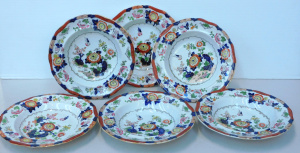 Lot 148 - Set of 6 Victorian Imari coloured soup bowls