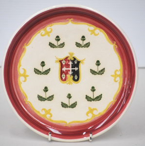 Lot 151 - Signed Guy Boyd (incised to base) cabinet plate with unusual heraldic