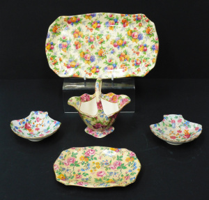Lot 195 - Group lot vintage Royal Winton Chintz China all over floral inc Cleved