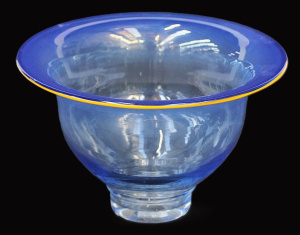 Lot 197 - Signed Australian Art Glass Blue Bowl - flared rim in deeper blue with