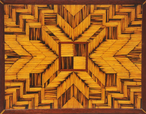 Lot 199 - Vintage Framed Matchstick Collage featuring Geometric Design - Approx